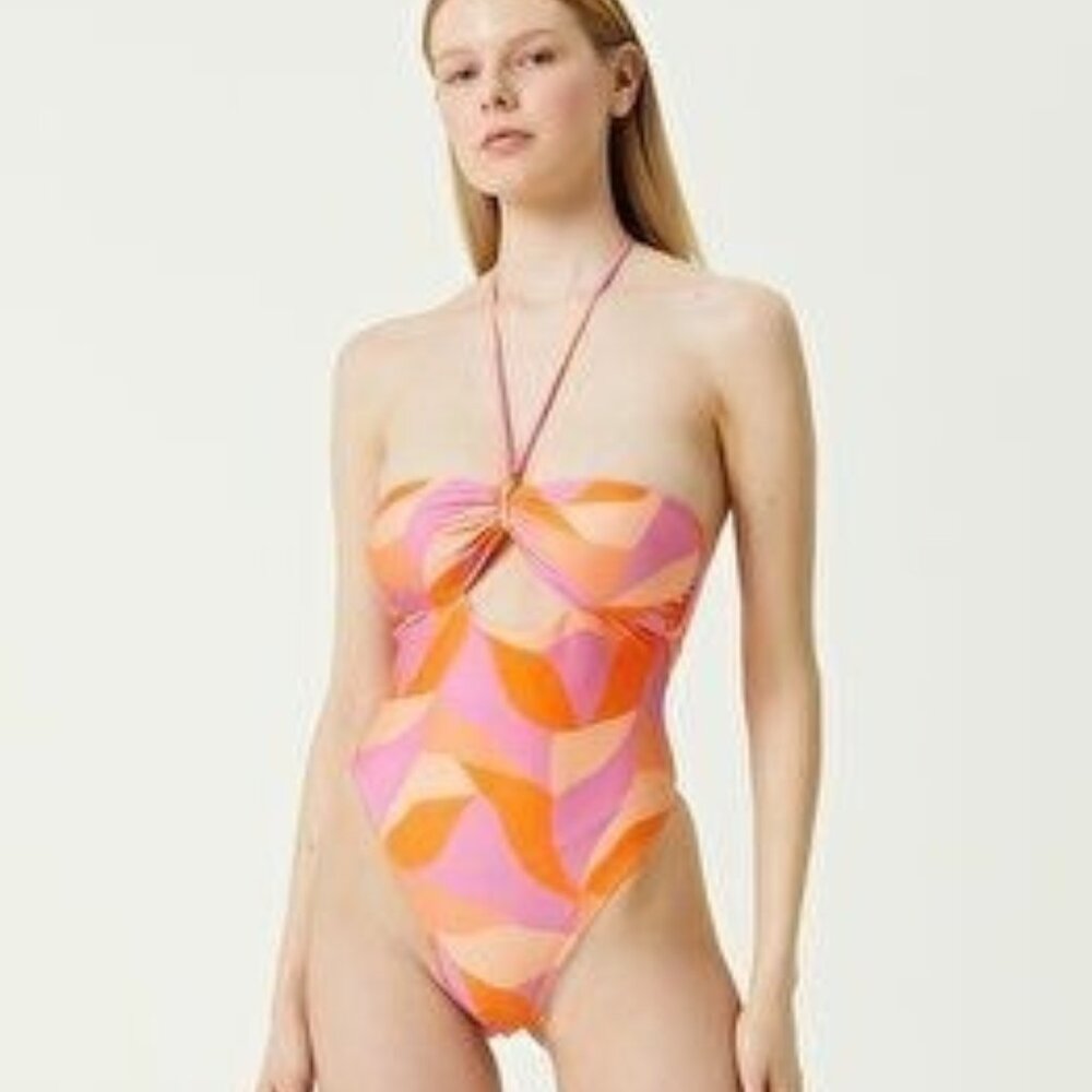 VIX by Paula Hermanny One Piece Swimsuit S Martinica Polly Cut Out Halter Colorf